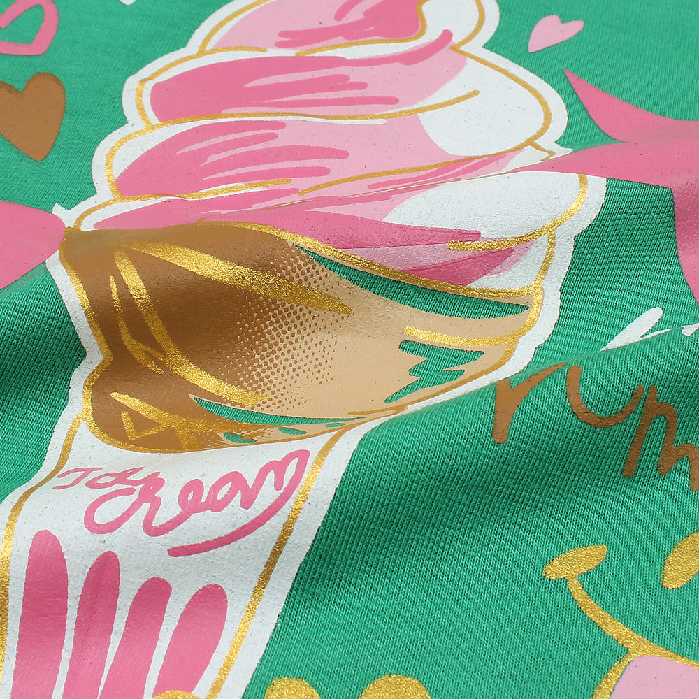 Rawculture Sweet Ice-Cream Printed Girls T-shirt-KTST-2208-Green