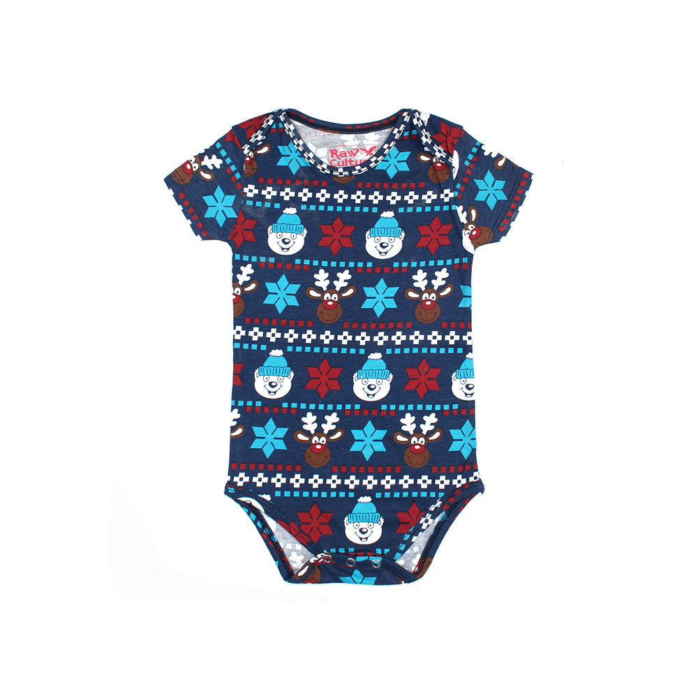 snowman  Printed Romper For kids.-KRMR-0121-Dark Navy - FactoryX.pk