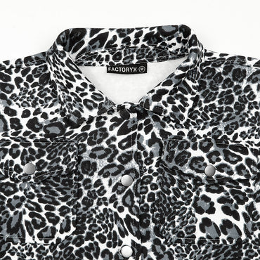 Leopard Print Croped shacket For Women-Ladies-2031-Black - FactoryX.pk