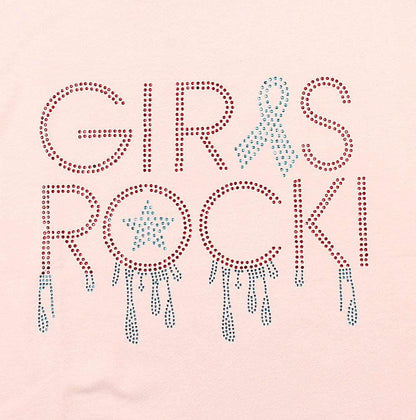 Girls Rock Stone Sequence Printed Tees For Her-LTST-0005-Pink - FactoryX.pk