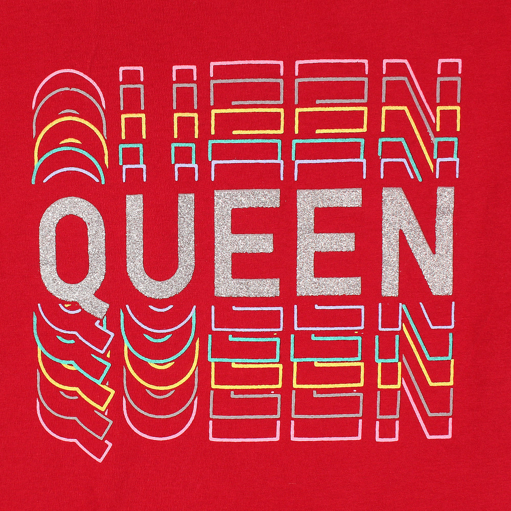 Zochee Queen Printed Girls T-shirt-KTST-2209-Red