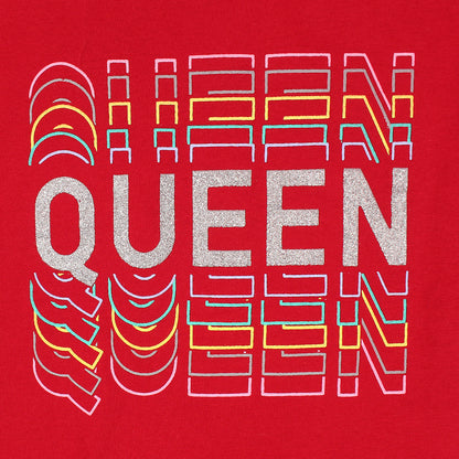 Zochee Queen Printed Girls T-shirt-KTST-2209-Red