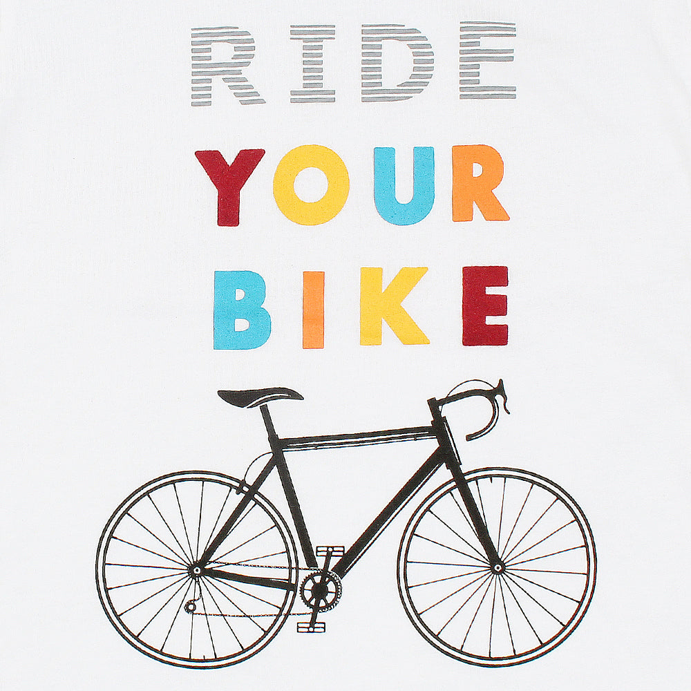 Truth Substance Ride Your Bike Printed T-shirt for Boys-KTST-2200-White