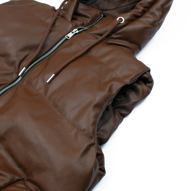 Camel Sleeveless Leather jacket for Women-2022 - FactoryX.pk