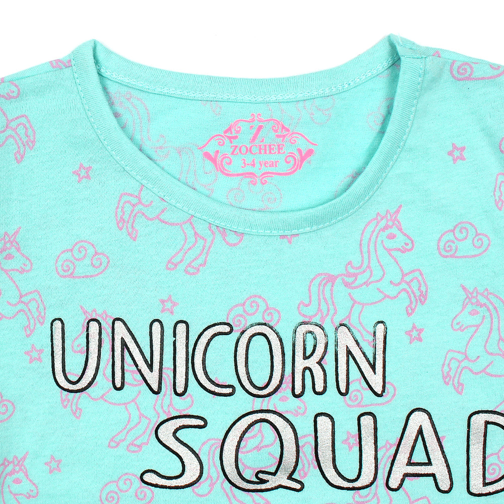 Zochee Unicorn Squad Girls T-shirt-KTST-2206-Blizzard Blue