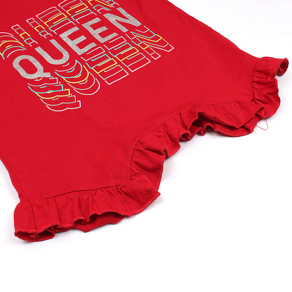 Zochee Queen Printed Girls T-shirt-KTST-2209-Red