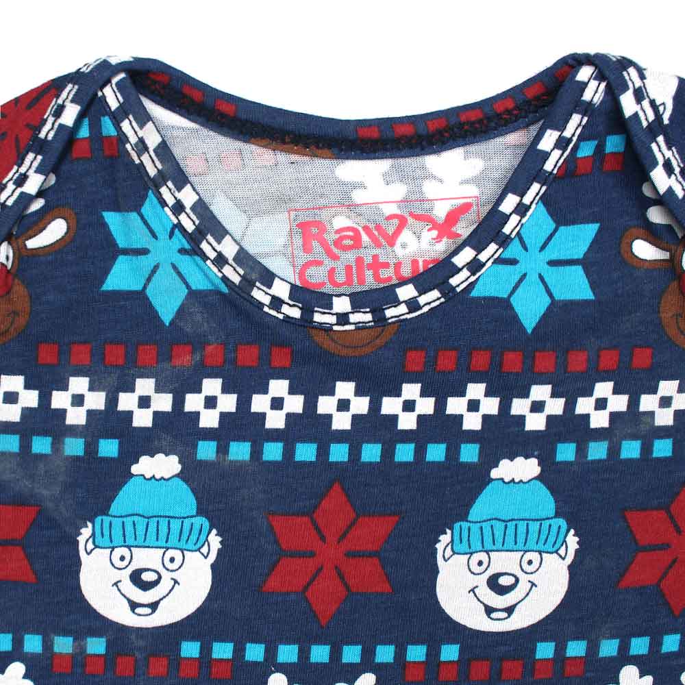 snowman  Printed Romper For kids.-KRMR-0121-Dark Navy - FactoryX.pk