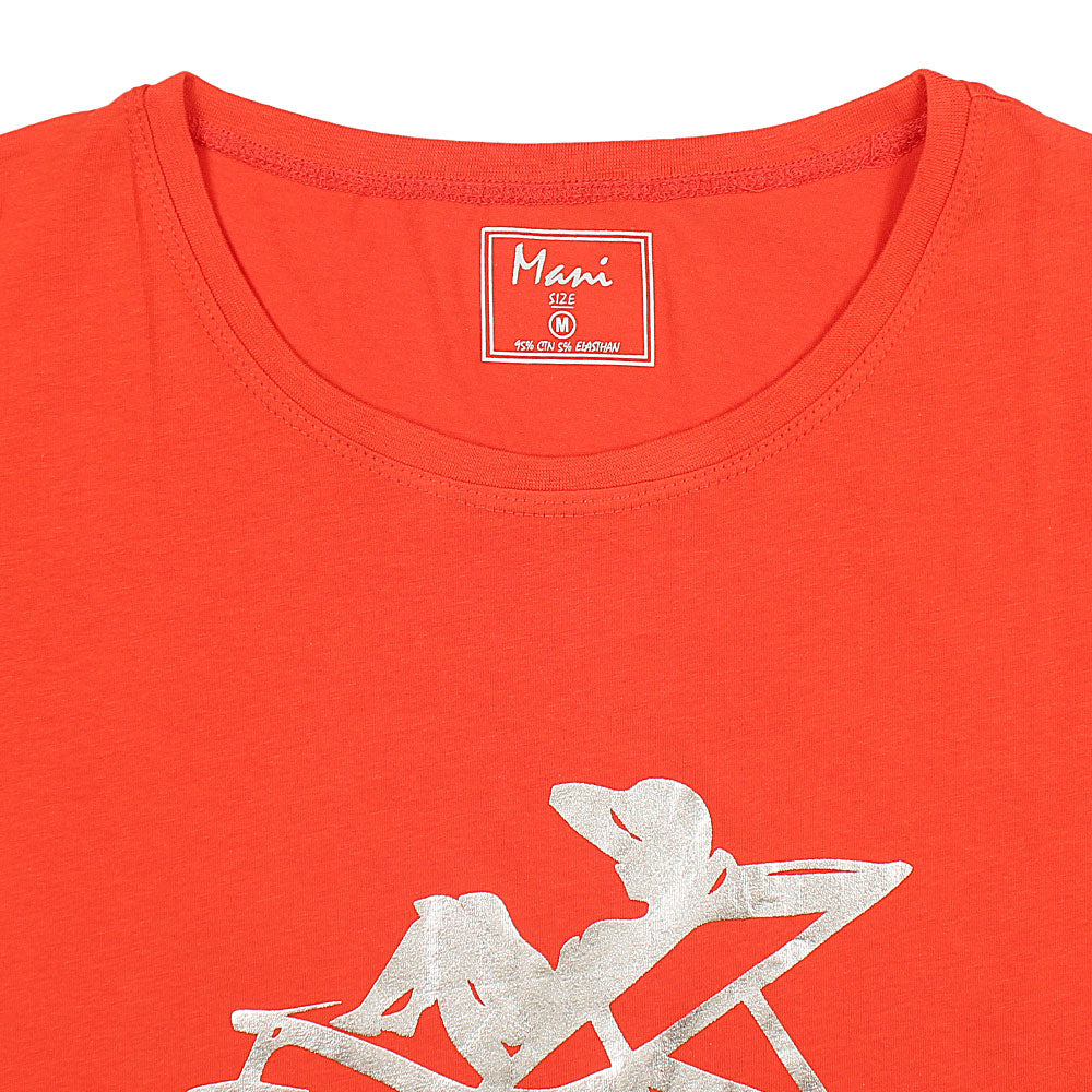 Summer Time Printed Tees For Her-LTST-0011-Orange - FactoryX.pk