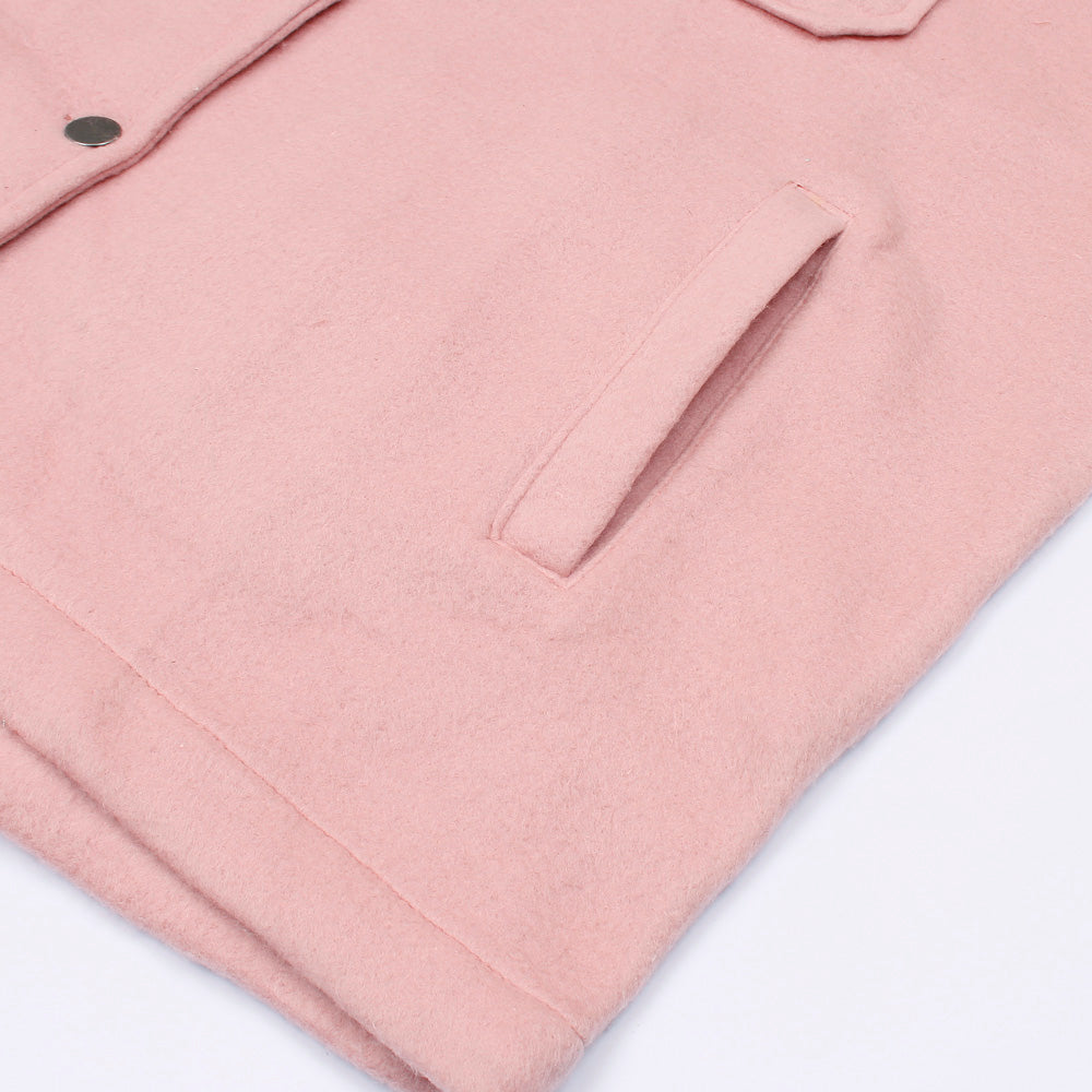 Plain Pink Shacket For Women - FactoryX.pk
