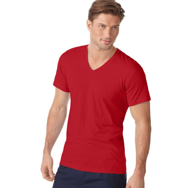 Fapak V- Neck T-Shirt-MTST-0065-Red - FactoryX.pk