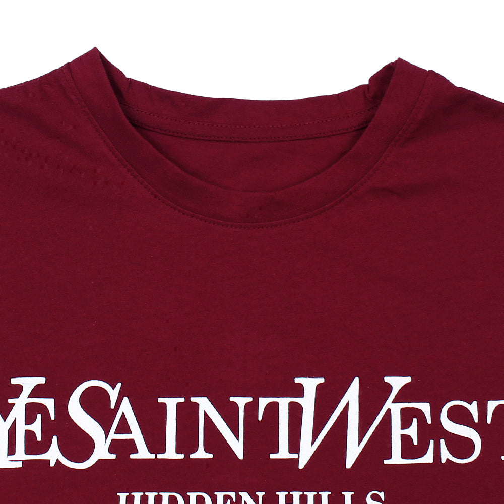 Ladies One Size Saint West printed Tee-LTST-2064-Red