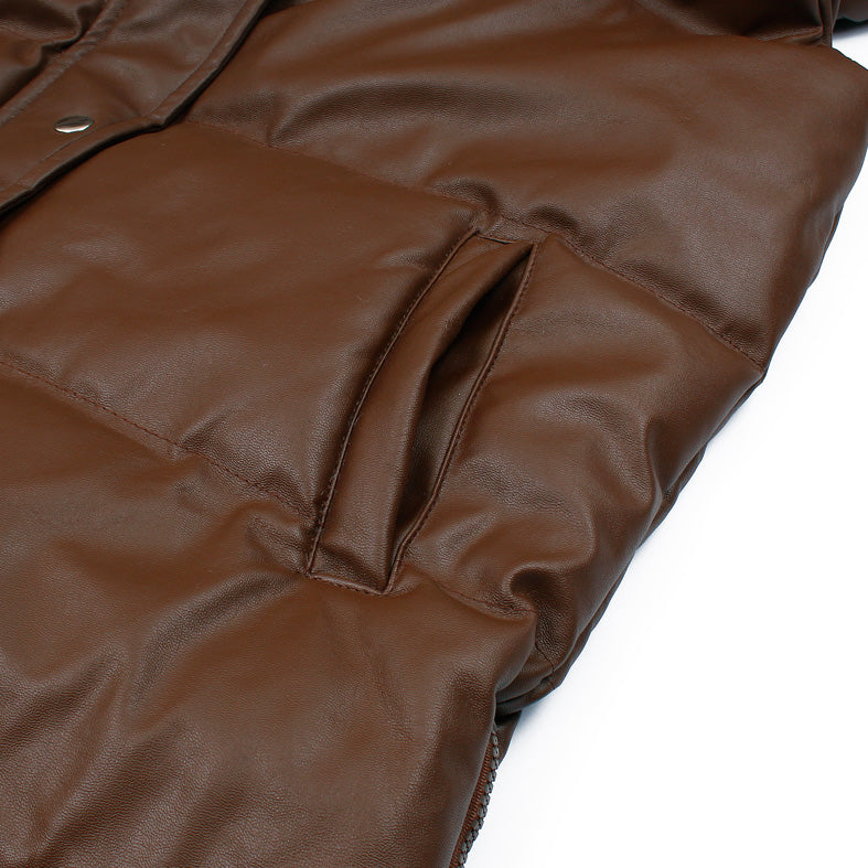 Camel Sleeveless long Leather Jacket For Women-2021 - FactoryX.pk