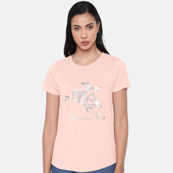 Summer Time Printed Tees For Her-LTST-0011-Pink - FactoryX.pk