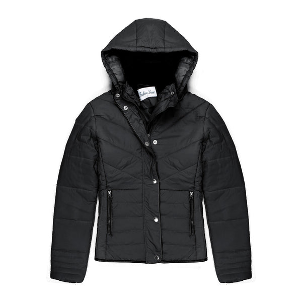 Hooded Gilet Full Sleeve  Jacket for Women-Fp760 LJKT-2037-Black