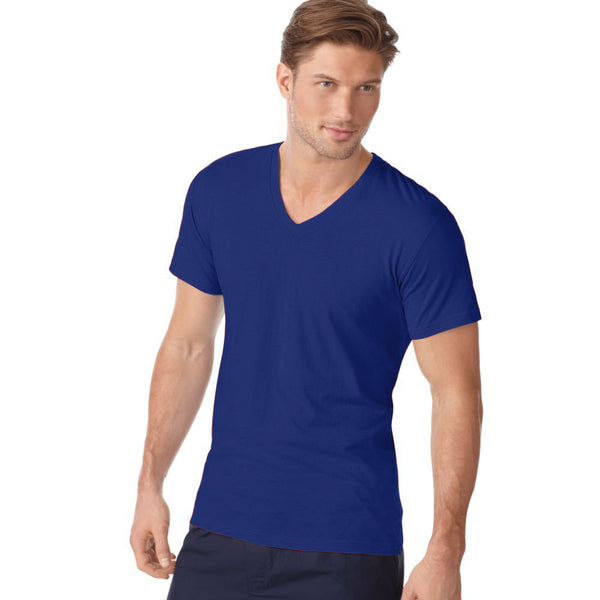 Fapak V- Neck T-Shirt-MTST-0065-Royal - FactoryX.pk
