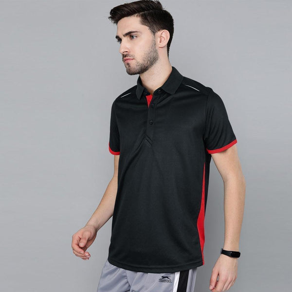 Banner Polos for Men-MPLO-0054-Black Red