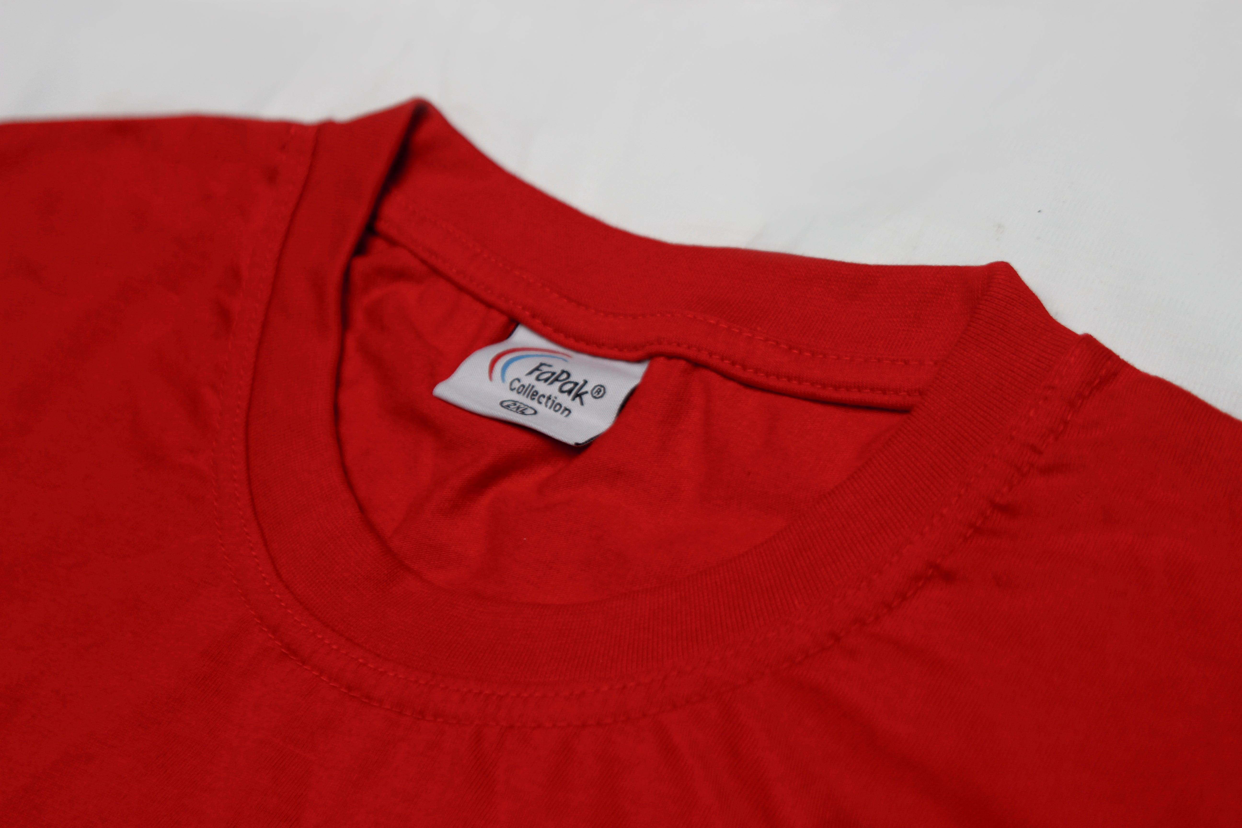 Fapak Crew Neck-Shirt For Men-MTST-0052-Red - FactoryX.pk