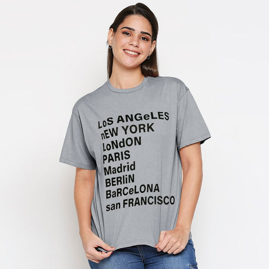 Ladypiltan City Names Printed T-shirt For Ladies-Nude Pink
