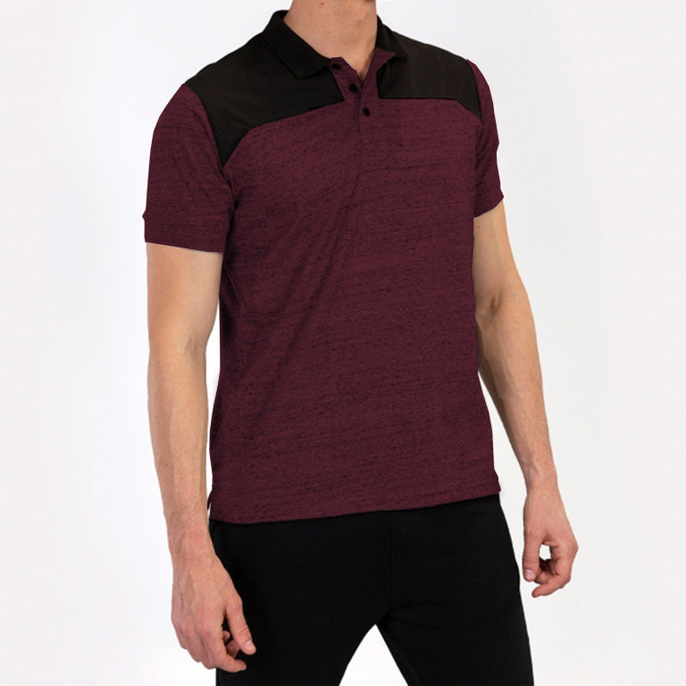 joma half slv Polo Shirts For Men-MPLO-0062-Burgundy Black - FactoryX.pk