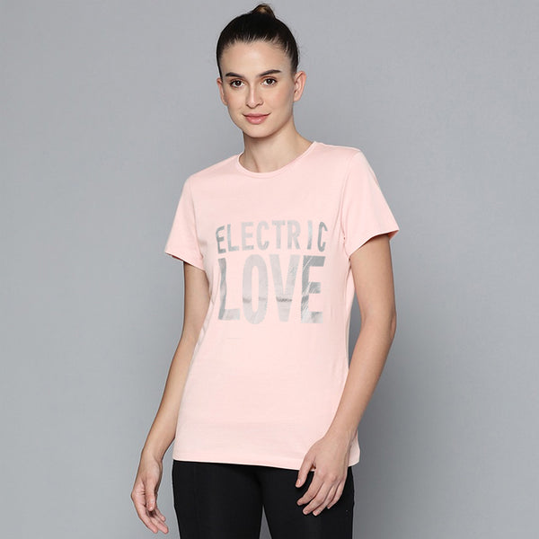 Electric Love Printed Tees For Her --LTST-0012-Pink - FactoryX.pk