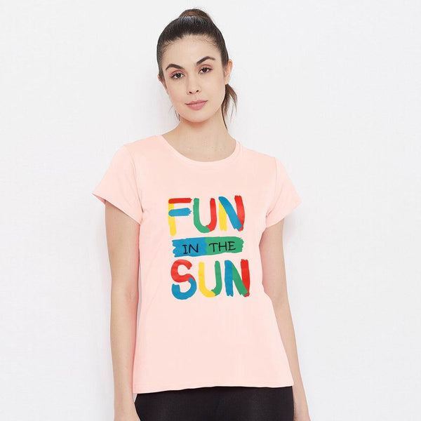 Fun In The Sun Printed Tees For her-LTST-0004-Pink - FactoryX.pk