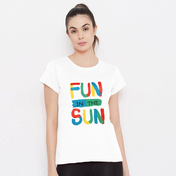Fun In The Sun Printed Tees For her-LTST-0004-White - FactoryX.pk