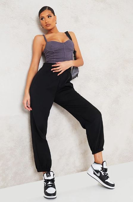 Cami Strap Bodysuit Isawitfirst-LBDST-192-charcoal - FactoryX.pk