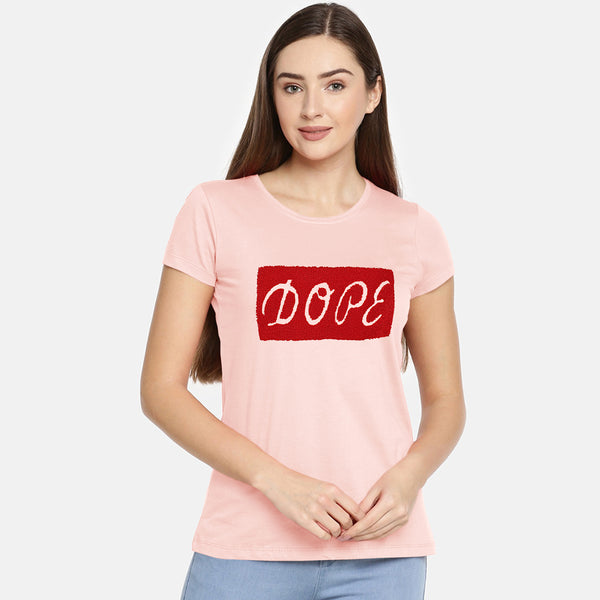 Dope Printed Tee for Her-LTST-0002-PINK - FactoryX.pk
