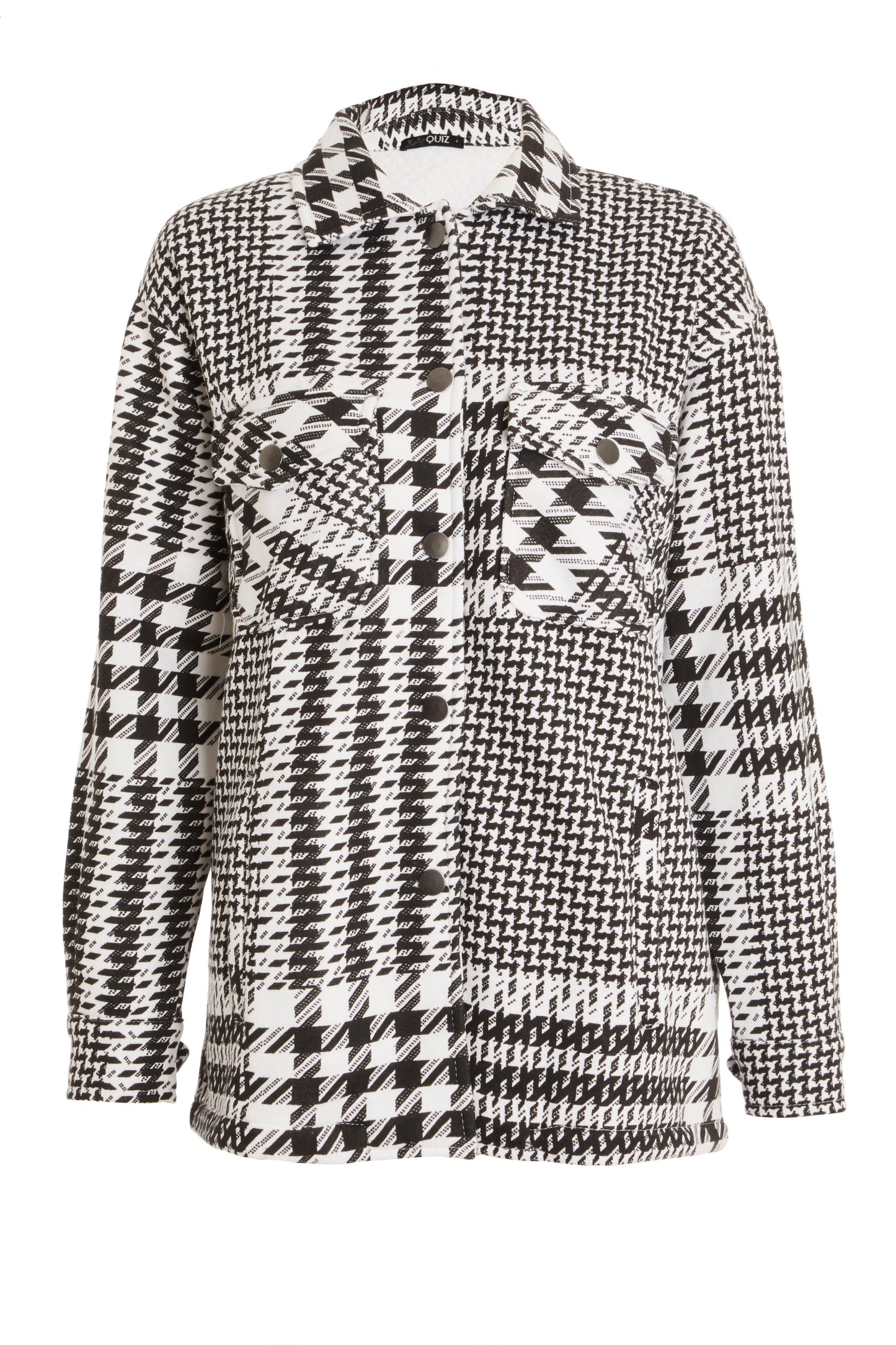 Blk & wht HoundTooth Shacket for Her.-LSHKT-0014-Black White