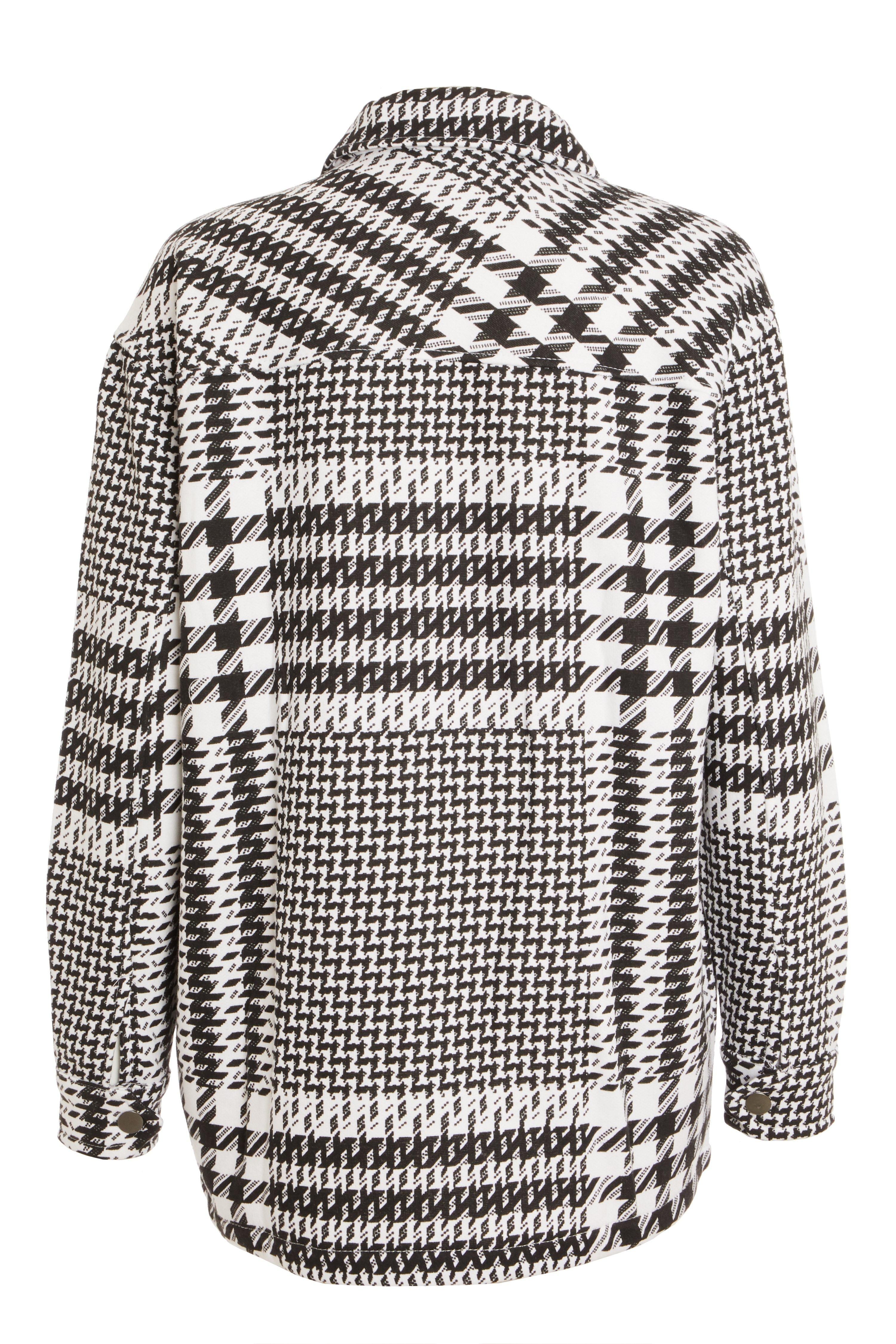 Blk & wht HoundTooth Shacket for Her.-LSHKT-0014-Black White