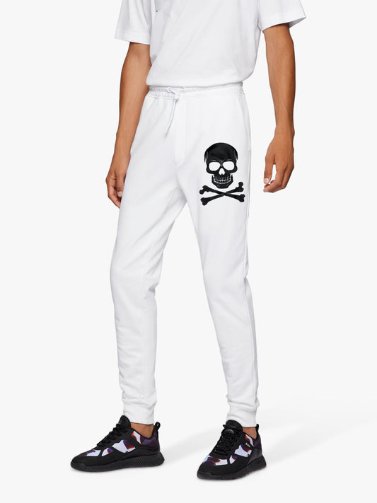 SKULL Cuffed Trouser-MTRS-0075-White - FactoryX.pk